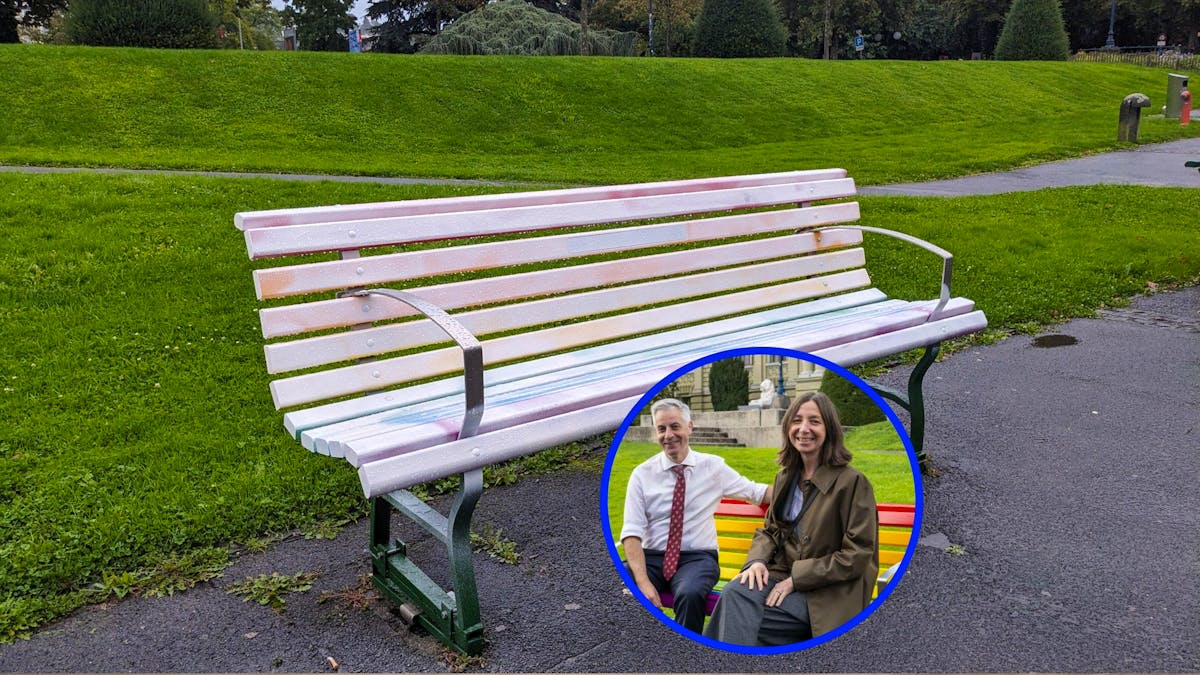 Lausanne : des bancs arc-en-ciel inaugurés, l’un d’eux neutralisé par une couche de peinture blanche